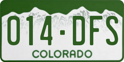 CO license plate 014DFS