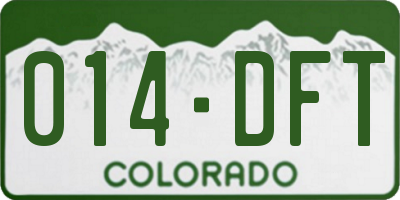 CO license plate 014DFT