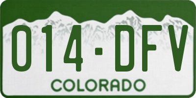 CO license plate 014DFV