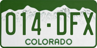 CO license plate 014DFX