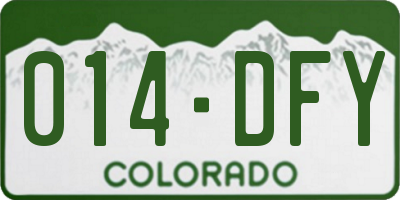 CO license plate 014DFY