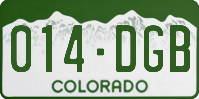 CO license plate 014DGB