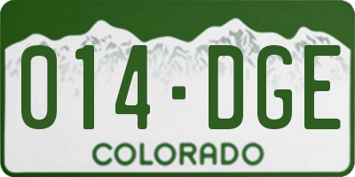 CO license plate 014DGE