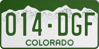 CO license plate 014DGF