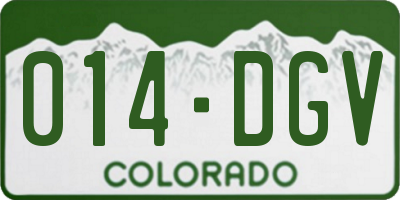 CO license plate 014DGV