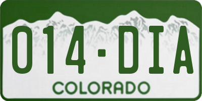 CO license plate 014DIA