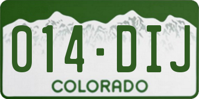 CO license plate 014DIJ