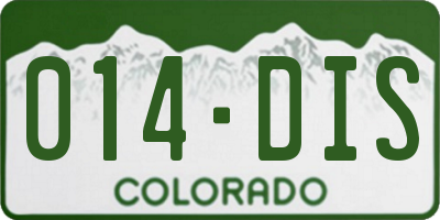 CO license plate 014DIS