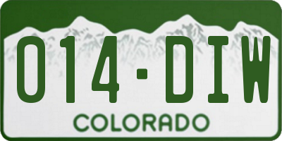 CO license plate 014DIW