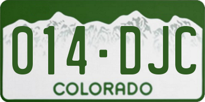 CO license plate 014DJC