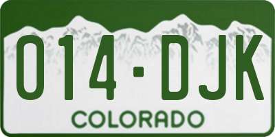 CO license plate 014DJK