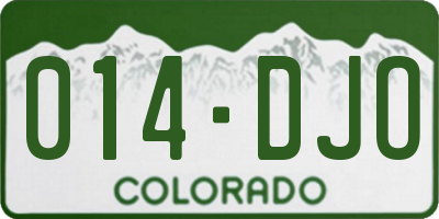 CO license plate 014DJO