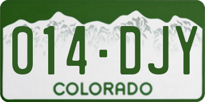 CO license plate 014DJY