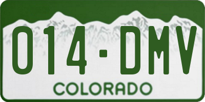 CO license plate 014DMV