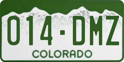 CO license plate 014DMZ
