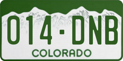 CO license plate 014DNB