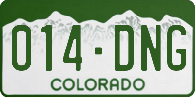 CO license plate 014DNG