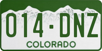 CO license plate 014DNZ
