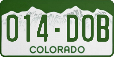 CO license plate 014DOB