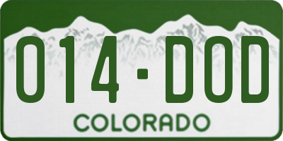 CO license plate 014DOD