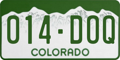 CO license plate 014DOQ
