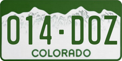 CO license plate 014DOZ