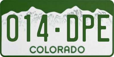 CO license plate 014DPE