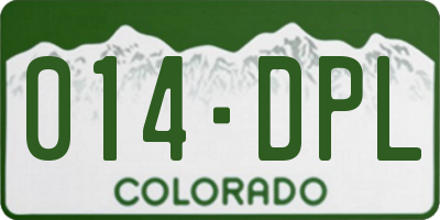 CO license plate 014DPL