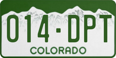 CO license plate 014DPT