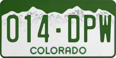 CO license plate 014DPW