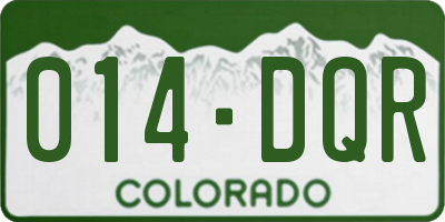 CO license plate 014DQR