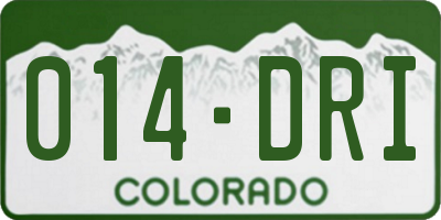 CO license plate 014DRI