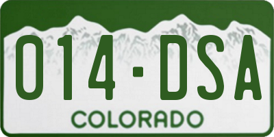 CO license plate 014DSA