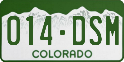 CO license plate 014DSM
