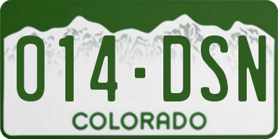 CO license plate 014DSN