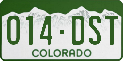 CO license plate 014DST