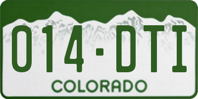 CO license plate 014DTI