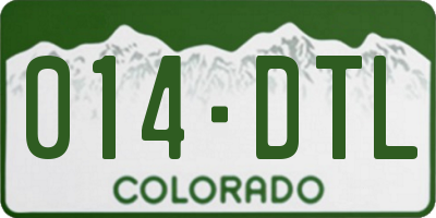 CO license plate 014DTL