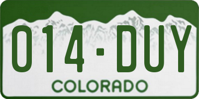 CO license plate 014DUY