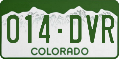 CO license plate 014DVR