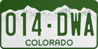 CO license plate 014DWA