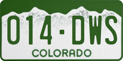 CO license plate 014DWS
