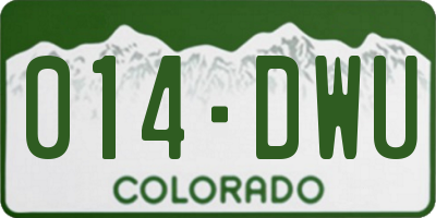 CO license plate 014DWU