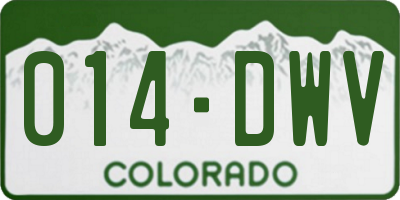 CO license plate 014DWV