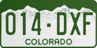 CO license plate 014DXF