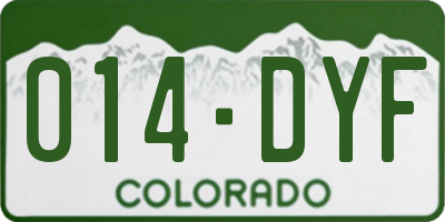 CO license plate 014DYF