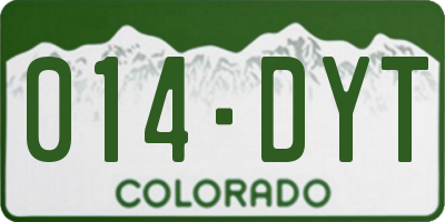 CO license plate 014DYT