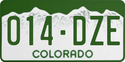 CO license plate 014DZE