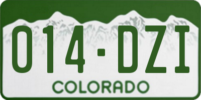 CO license plate 014DZI