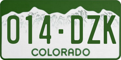 CO license plate 014DZK